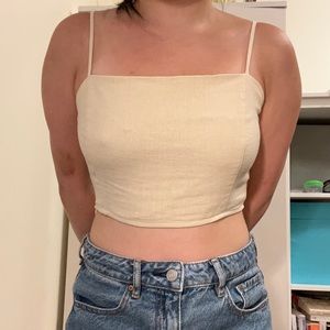 forever 21 cropped cream tank top